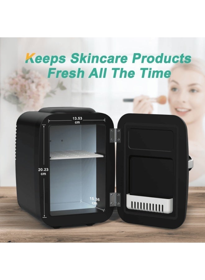 CROWNFUL Mini Fridge, 4 Liter 6 Can Portable Cooler and Warmer, Personal Fridge for Skin Care, Cosmetics, Food, Great for Bedroom, Office, Car, Dorm, ETL Listed (Black) - Image 4